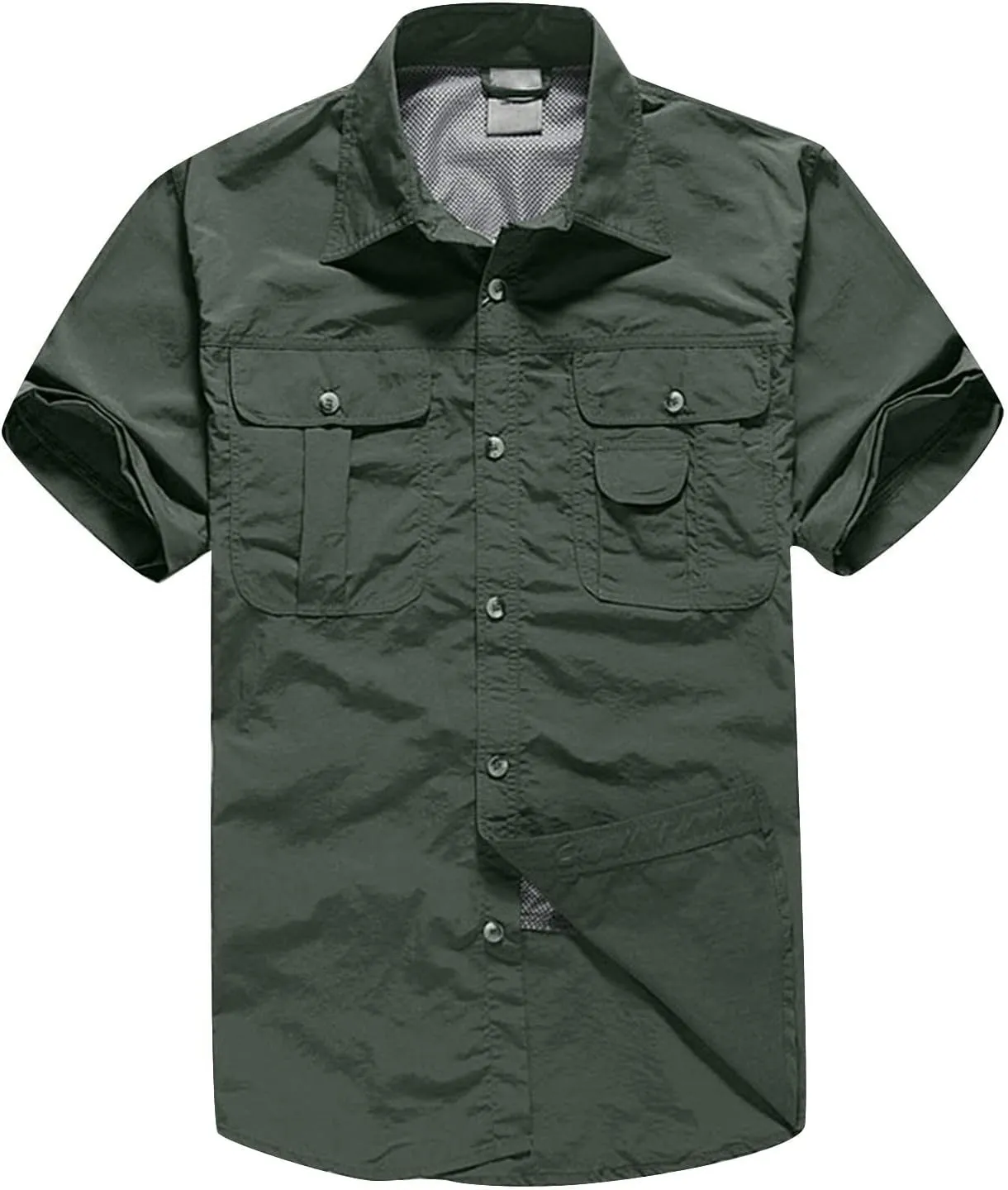 Men's Long Sleeve Work Shirts Breathable Quick Dry Ripstop Military Tactical Shirt Outdoor Casual Button Down Hiking Shirt
