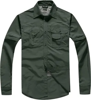 Men's Long Sleeve Work Shirts Breathable Quick Dry Ripstop Military Tactical Shirt Outdoor Casual Button Down Hiking Shirt