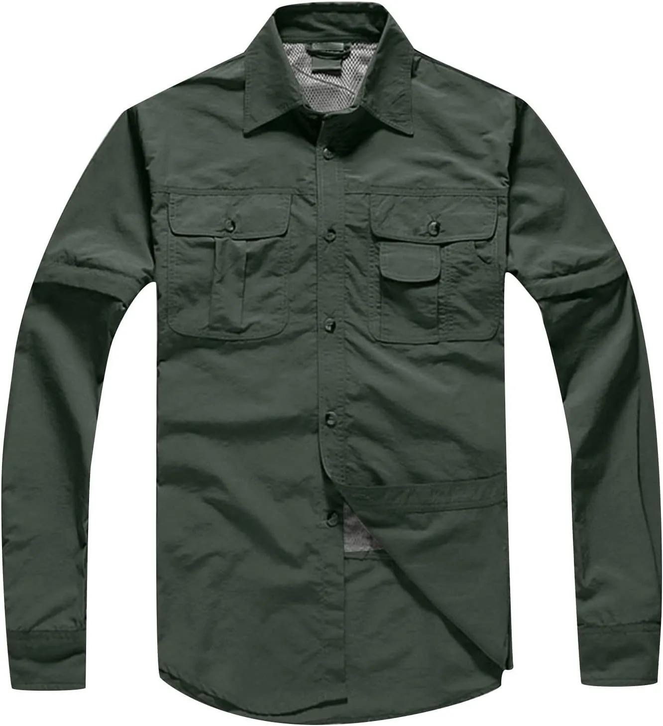 Men's Long Sleeve Work Shirts Breathable Quick Dry Ripstop Military Tactical Shirt Outdoor Casual Button Down Hiking Shirt