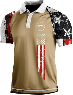 Mens Polo 4th of July Shirts Short Sleeve American Flag Print Slim Fit Polo Shirts for Men
