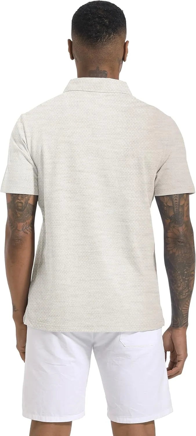 Men's Polo Shirts Short Sleeve Cotton Blend Moisture Wicking Dry Fit Performance Collared Golf Shirts for Men