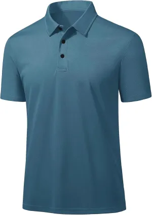 Men's Polo Shirts Short Sleeve Golf Shirts Slim Fit Muscle Quick Dry Casual Dry Fit T Shirts Teal M