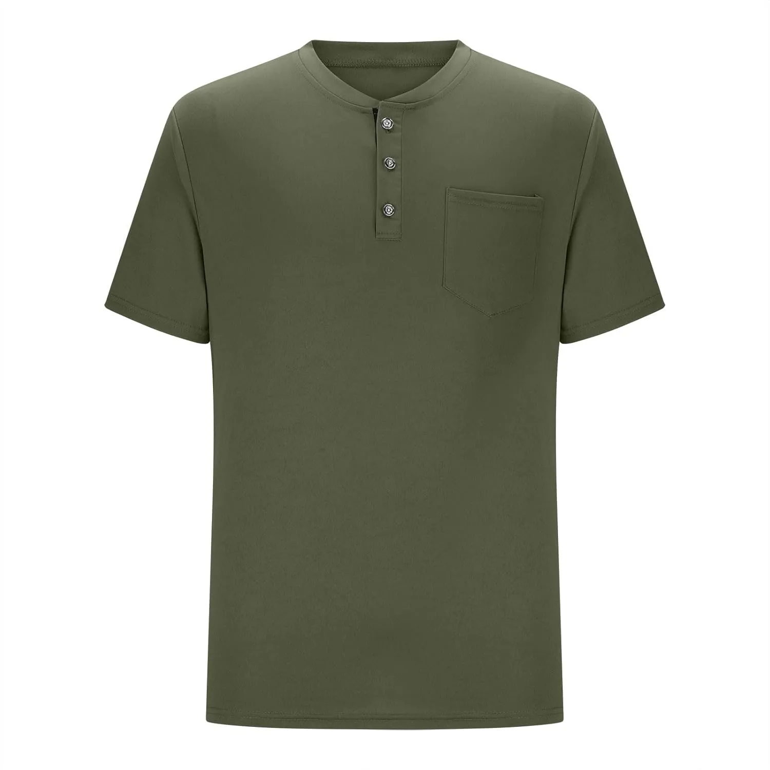 Men's Quick-Dry Short Sleeve Athletic Performance Polo Shirt Solid Color Button Stand-up Collar Pullover Golf Shirts