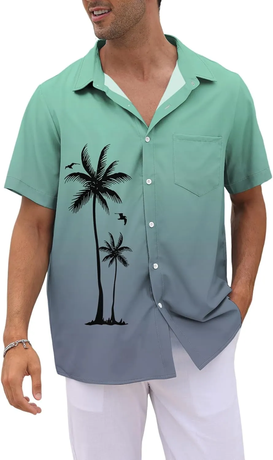 Men's Short Sleeve Button Up Hawaiian Shirt 1950s Vintage Bowling Shirts