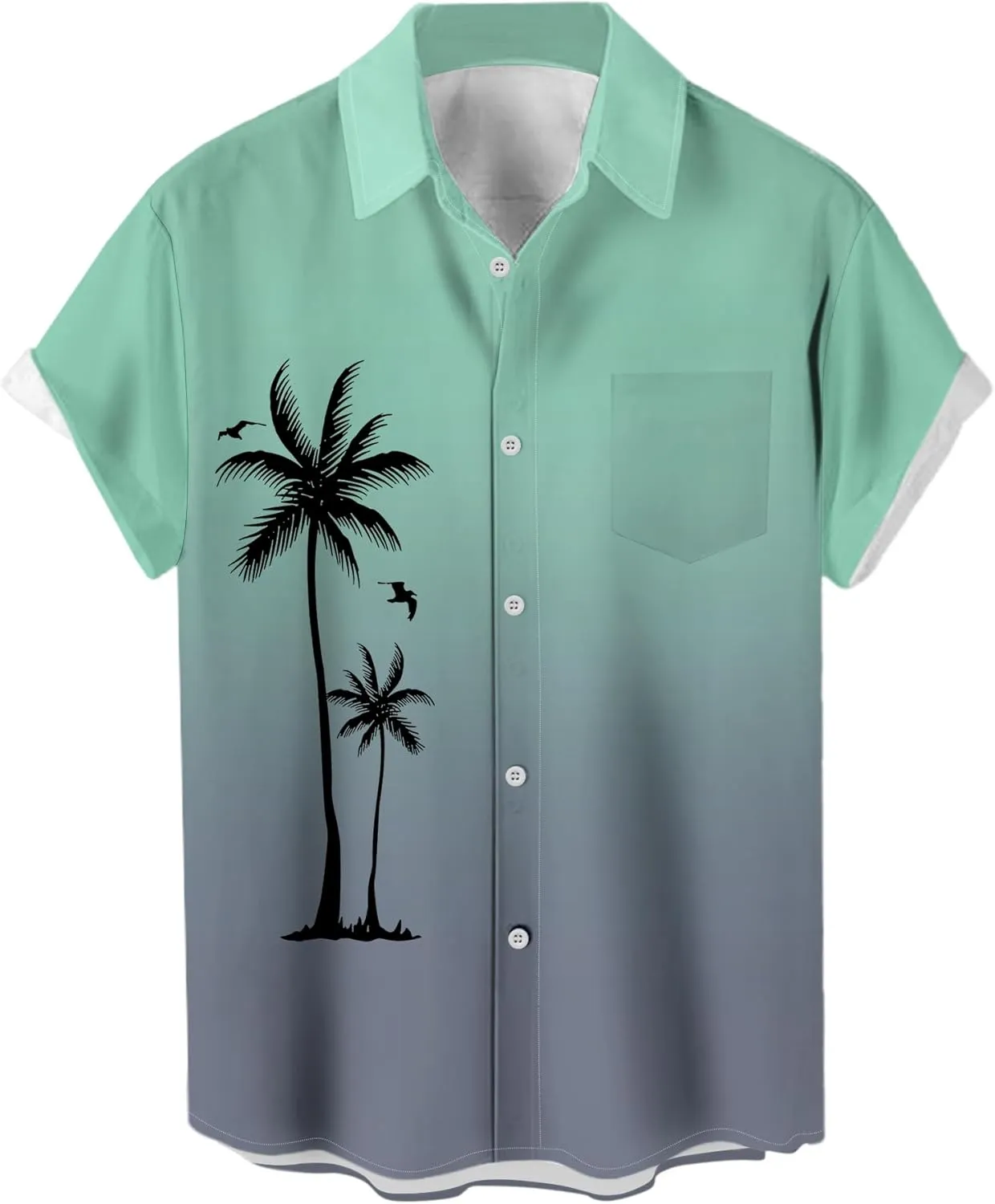 Men's Short Sleeve Button Up Hawaiian Shirt 1950s Vintage Bowling Shirts