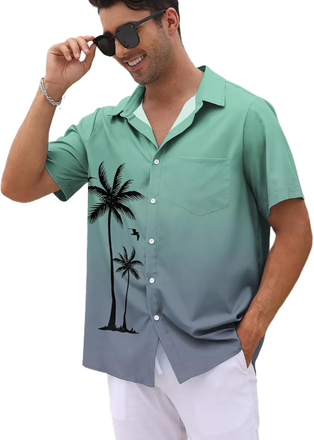 Men's Short Sleeve Button Up Hawaiian Shirt 1950s Vintage Bowling Shirts