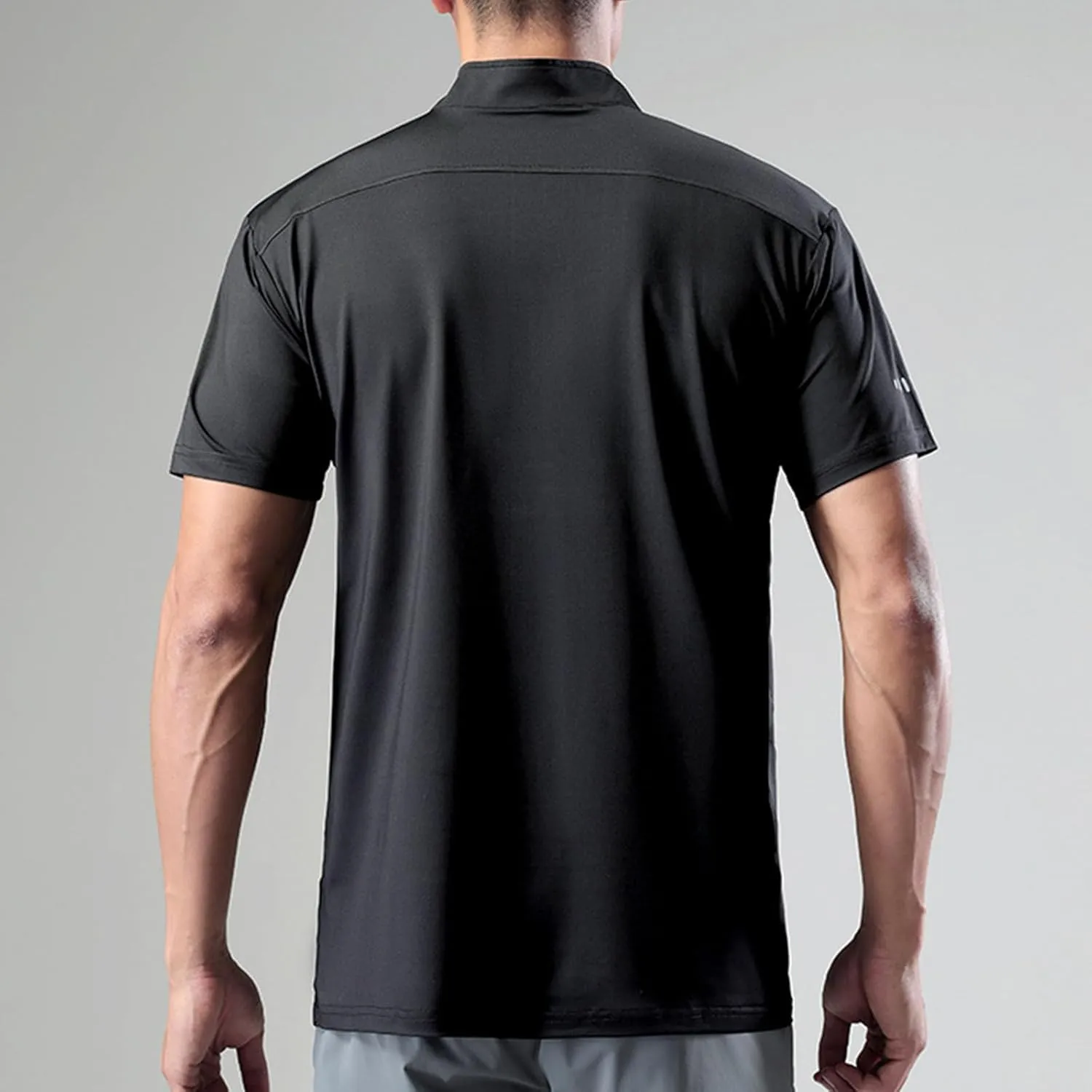 Men's Short Sleeve Sun Shirts UPF 50  Tees 1/4 Zip Outdoor Fishing Running T-Shirts Quick Dry Athletic Workout Shirt