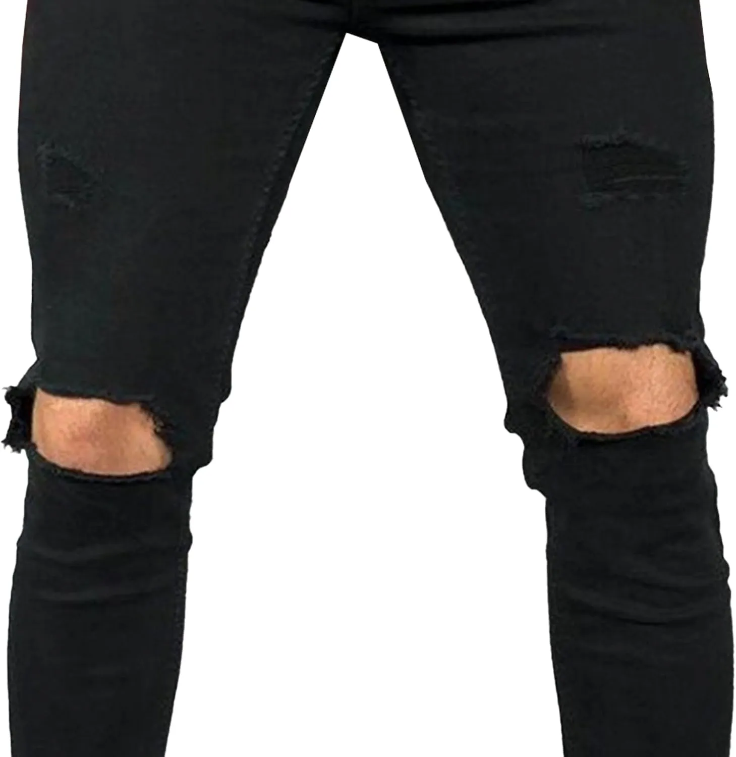 Men's Skinny Casual Destroyed Jean Slim Fit Tapered Leg Jean Pants Stretch Fashion Moto Biker Jeans