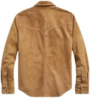 Men's Suede Leather Shirt Casual Style Real Suede Leather Jacket