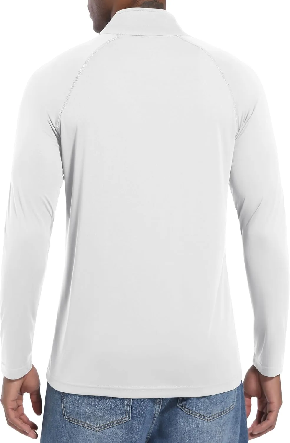 Mens UPF50  Sun Shirts Uv Protection Long Sleeve Rush Guard 1/4 Zip Lightweight Quick Dry Athletic T-Shirts