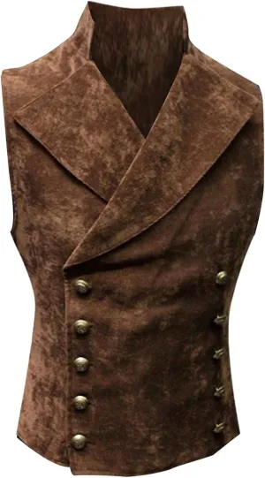 Men's Vintage Suit Vests Double Breasted Medieval Victorian Waistcoat Western Plus Size Party Prom Vest Jacket