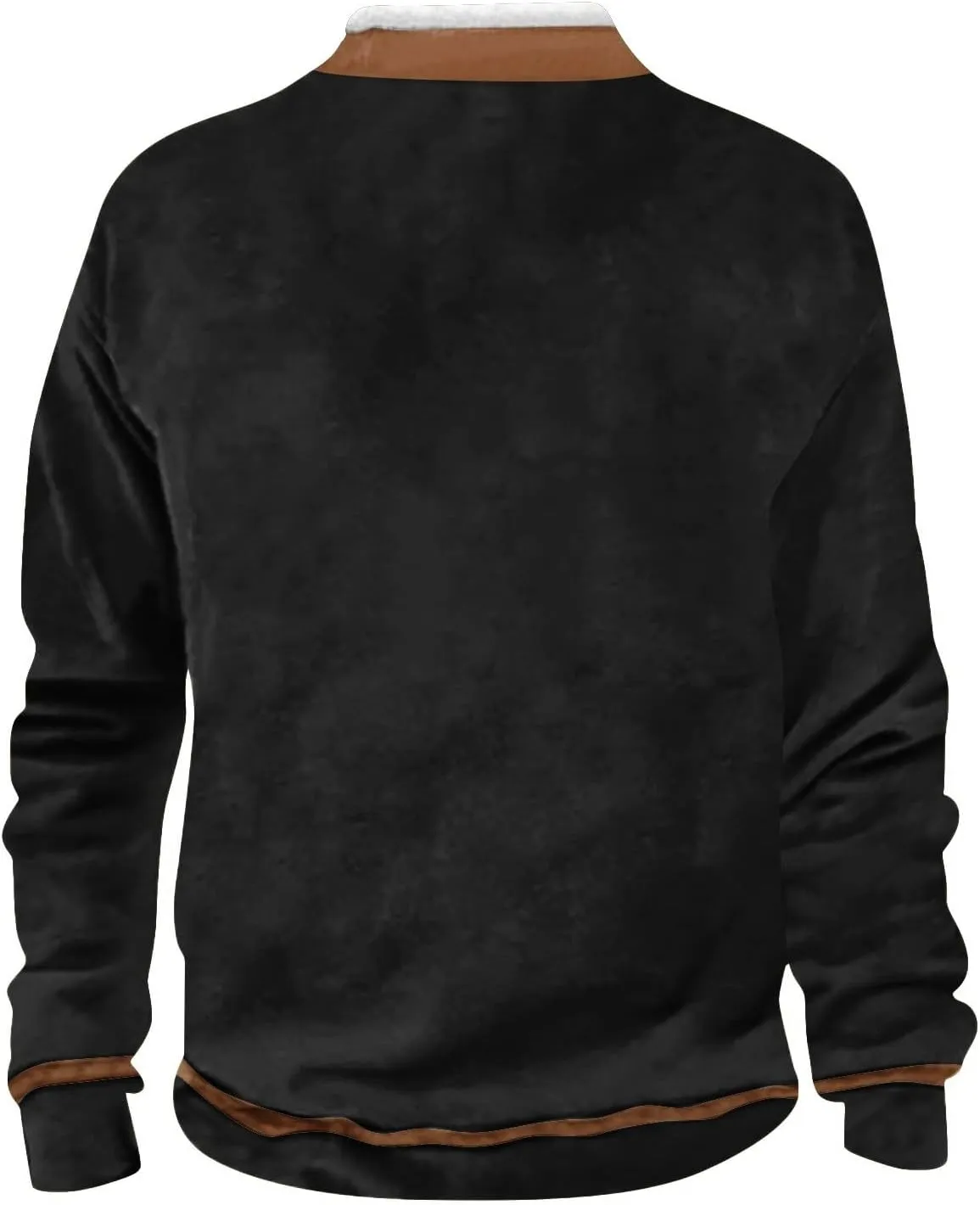 Men's Vintage Western Cowboy Zipper Sweatshirt Fluffy Fleece Sweater 1/4 Zip Stand Collar Cowboy Print Jacket Coats
