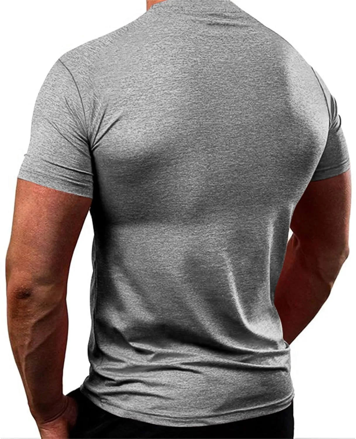 Mens Workout Gym Shirts Short Sleeve Undershirts Athletic Running Muscle Tees Quick Dry Sweatshirt Crewneck Pullover