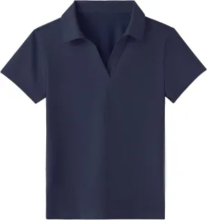 MERIABNY Girls Short Sleeve Golf Polo Shirts Quick Dry Athletic Tops for Aged 6-13