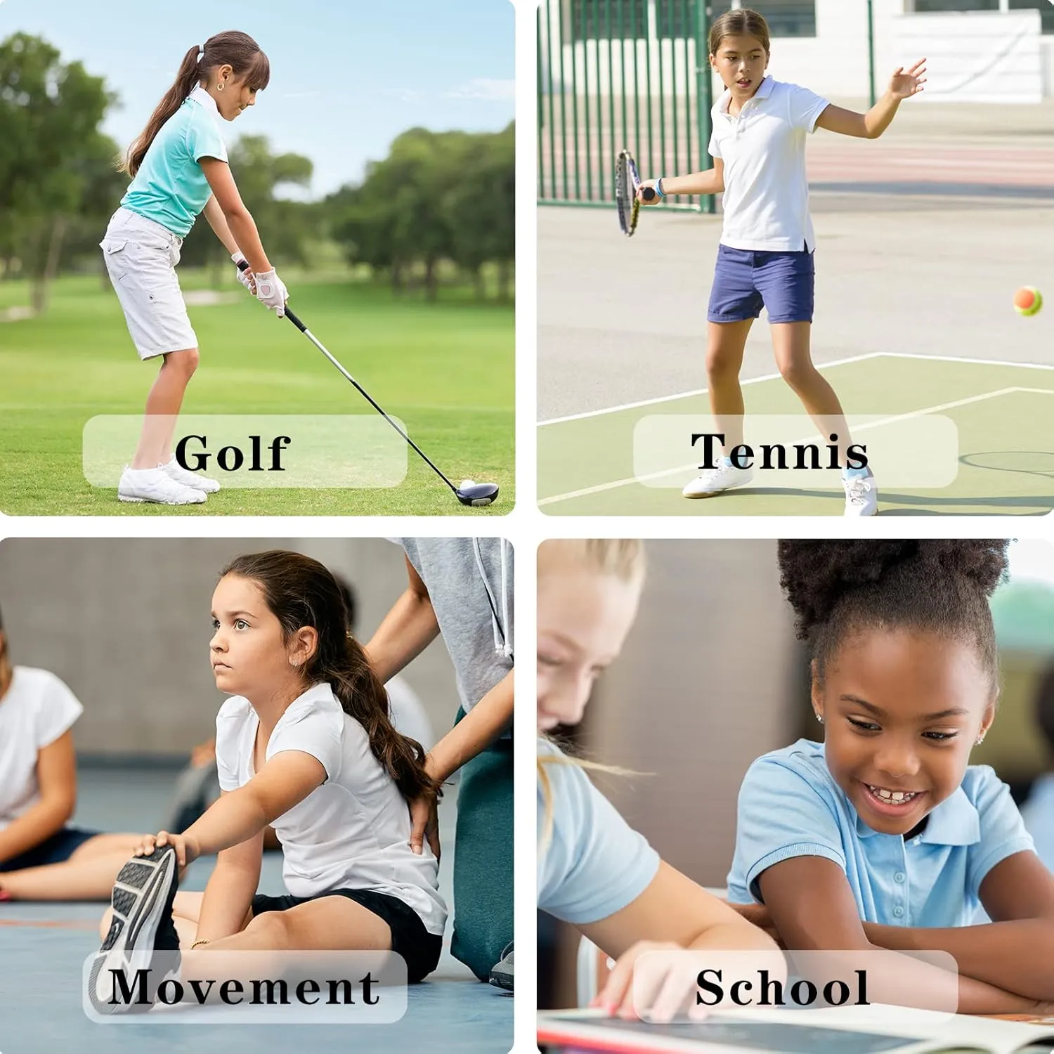MERIABNY Girls Short Sleeve Golf Polo Shirts Quick Dry Athletic Tops for Aged 6-13