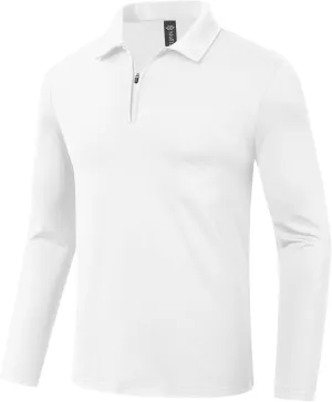 MoFiz Lightweight Men's Long Sleeve Polo Shirts Quarter Zipper Pullover Men's Polo Shirts