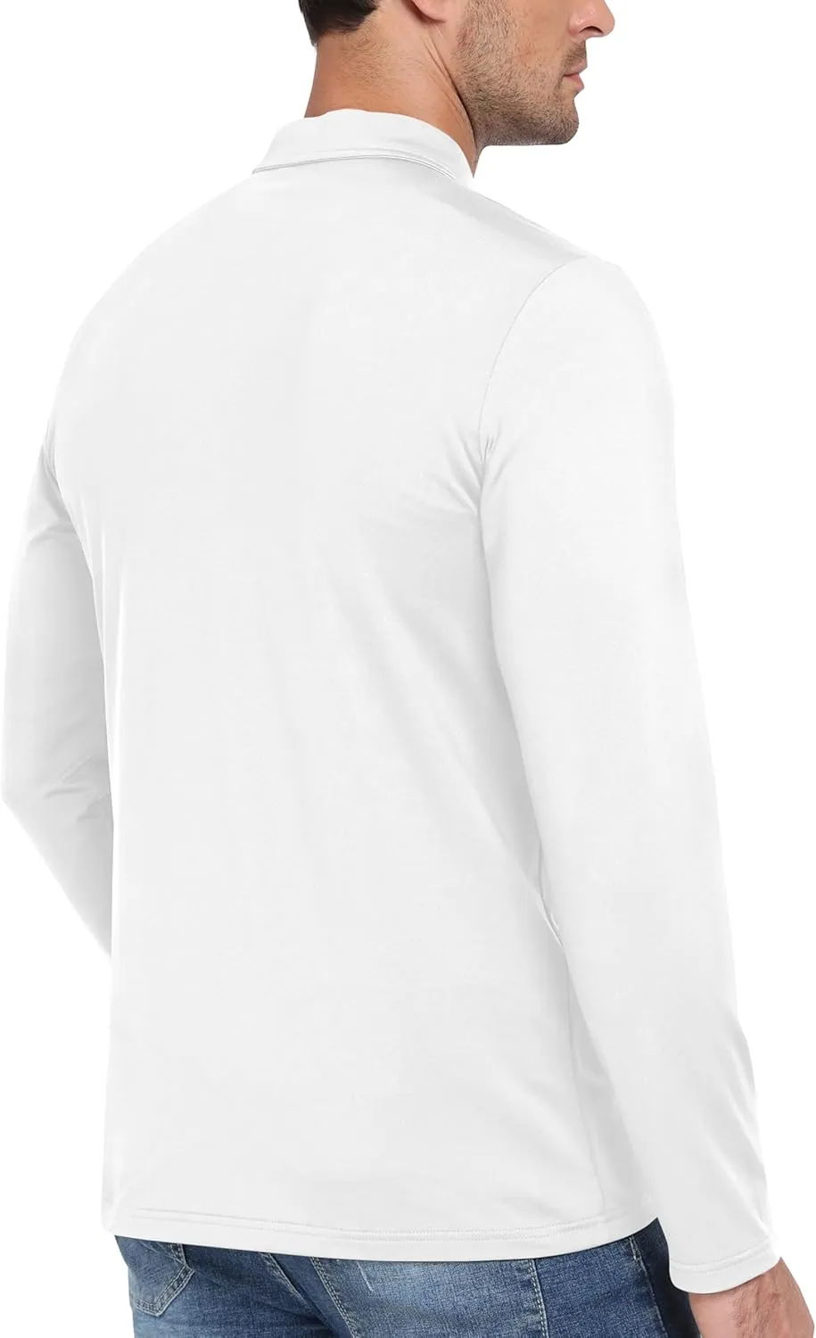 MoFiz Lightweight Men's Long Sleeve Polo Shirts Quarter Zipper Pullover Men's Polo Shirts