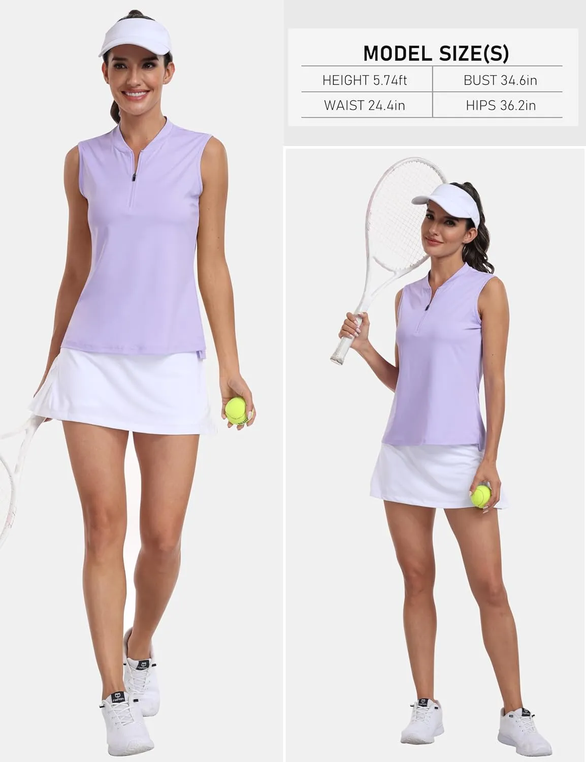 MoFiz Women's Sleeveless Golf Polo Tennis Shirts 1/4 Zip Quick Dry Lightweight Athletic Tank Tops for Running Workout