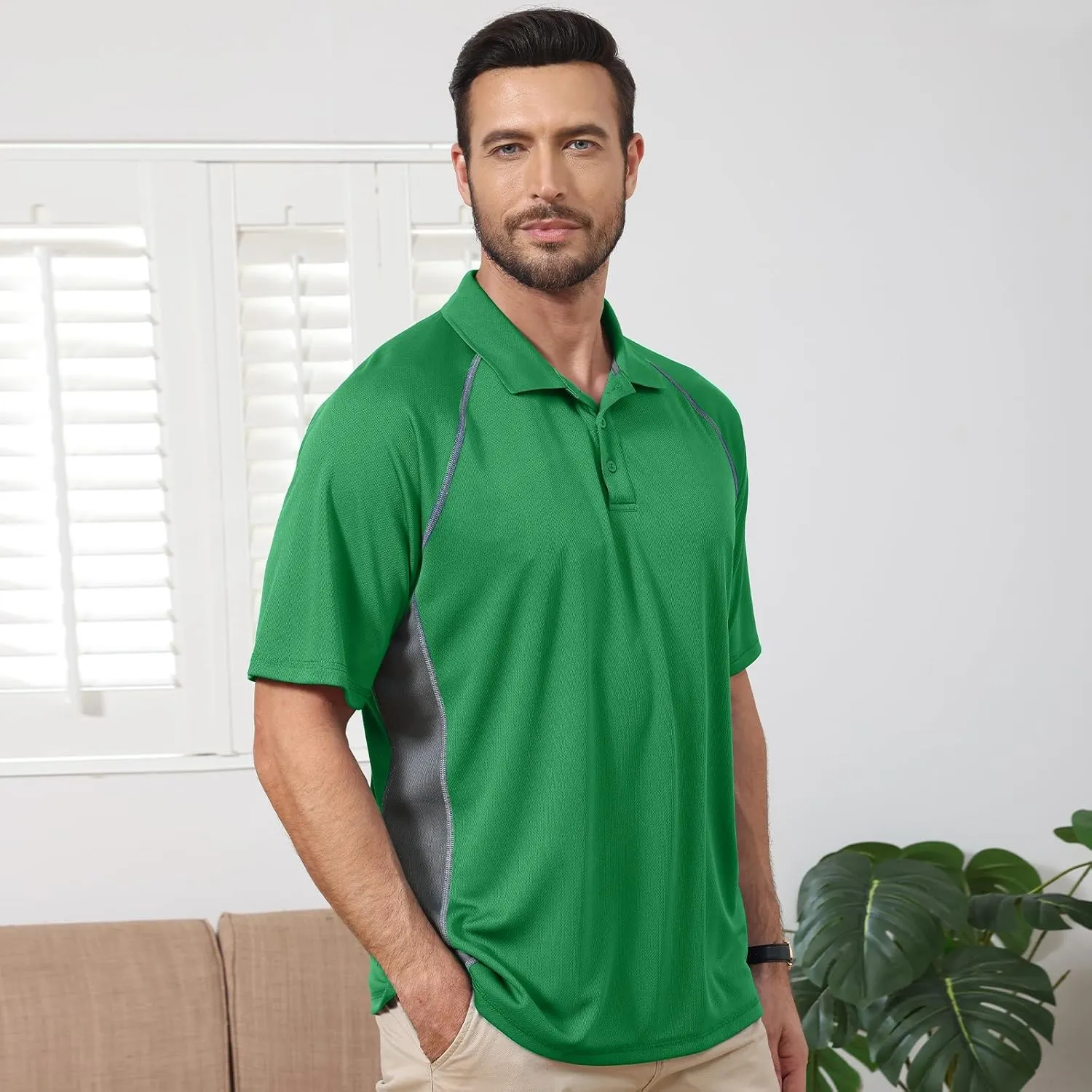 MOHEEN Men's Golf Shirts Short Sleeve Moisture Wicking Polo T-Shirts Athletic Quick Dry Fit Performance Collared UPF 50 