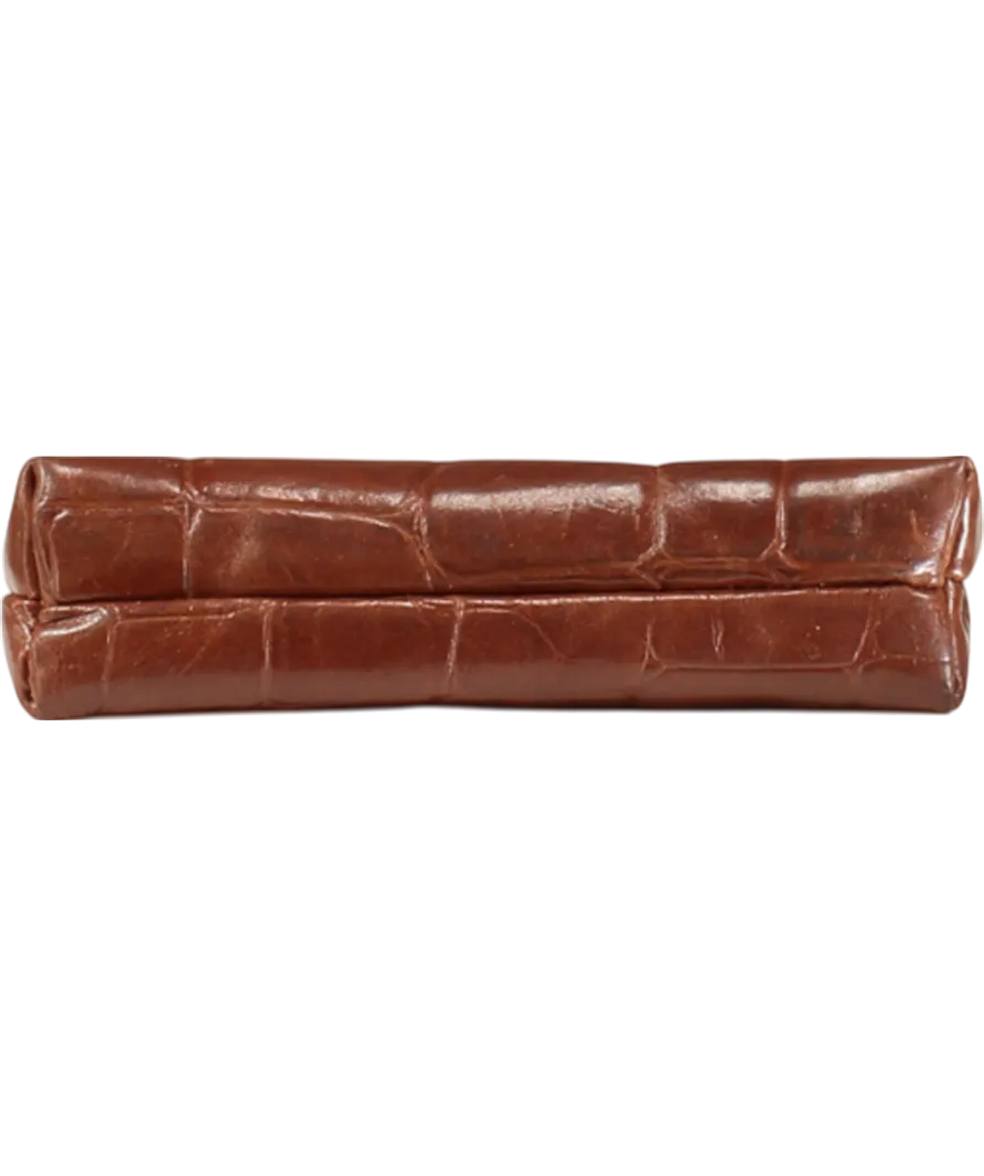 Mulberry Brown Croc Oak Leather Pouch One Size