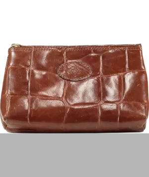 Mulberry Brown Croc Oak Leather Pouch One Size