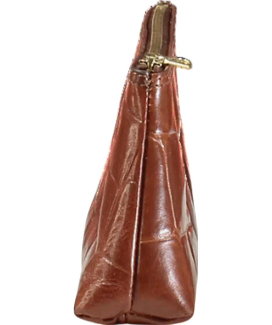 Mulberry Brown Croc Oak Leather Pouch One Size