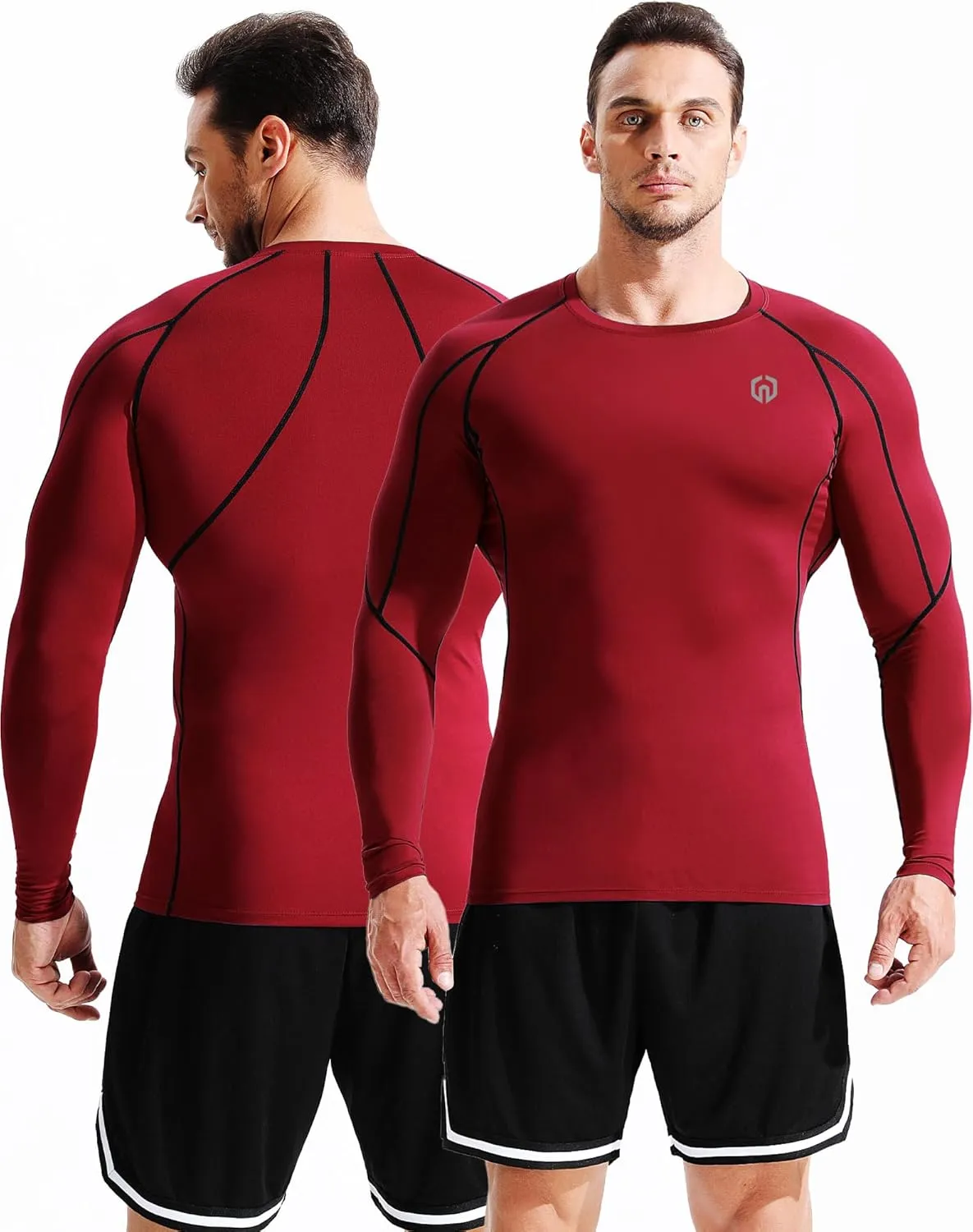 NELEUS Men's 3 Pack Dry Fit Long Sleeve Compression Shirts Workout Running Shirts