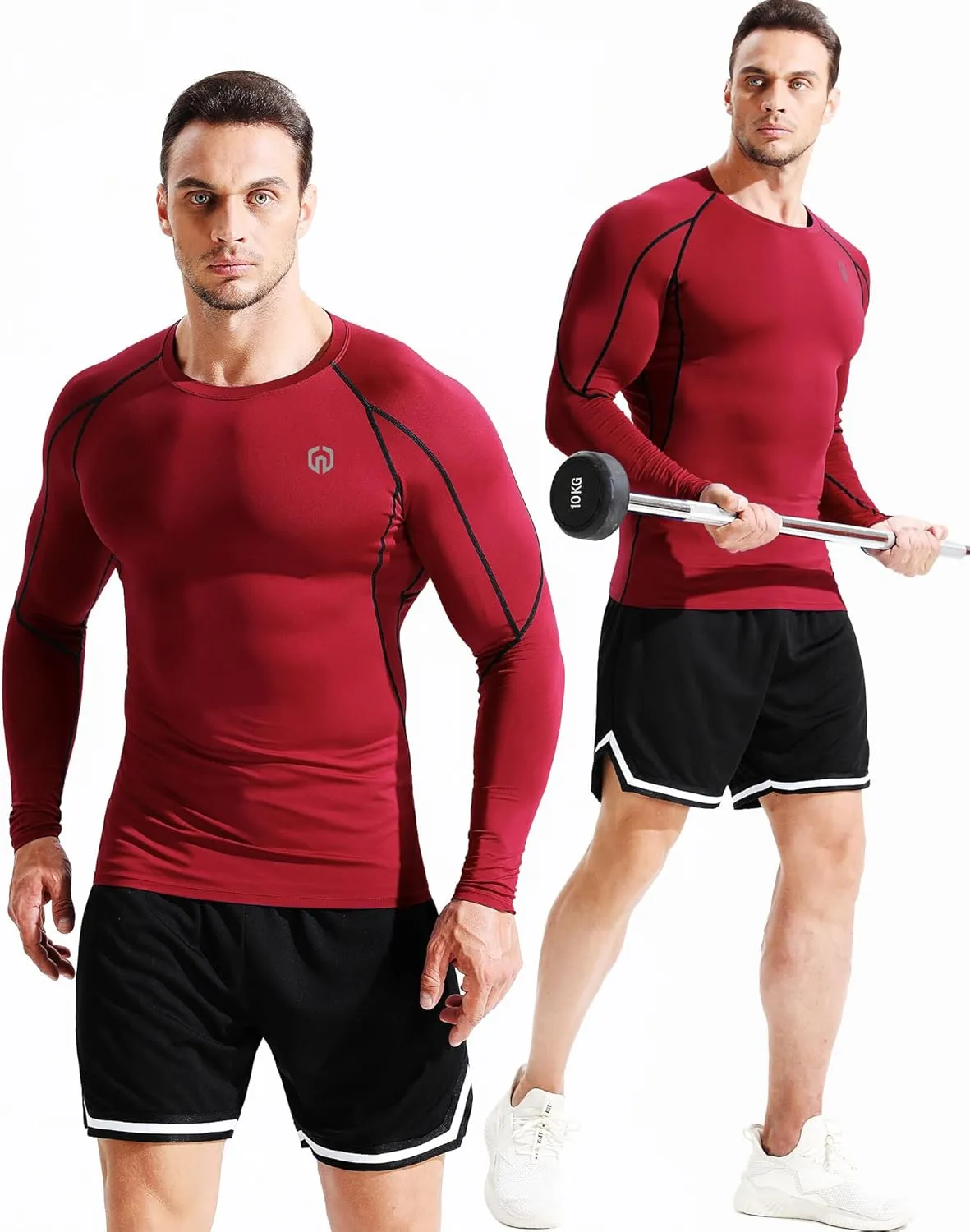 NELEUS Men's 3 Pack Dry Fit Long Sleeve Compression Shirts Workout Running Shirts