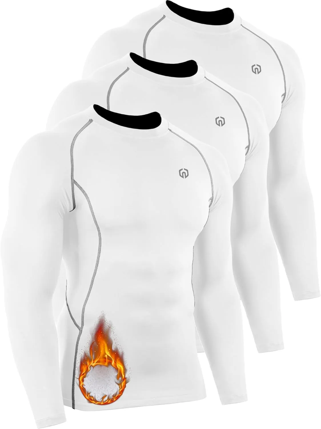 NELEUS Men's 3 Pack Dry Fit Long Sleeve Compression Shirts Workout Running Shirts