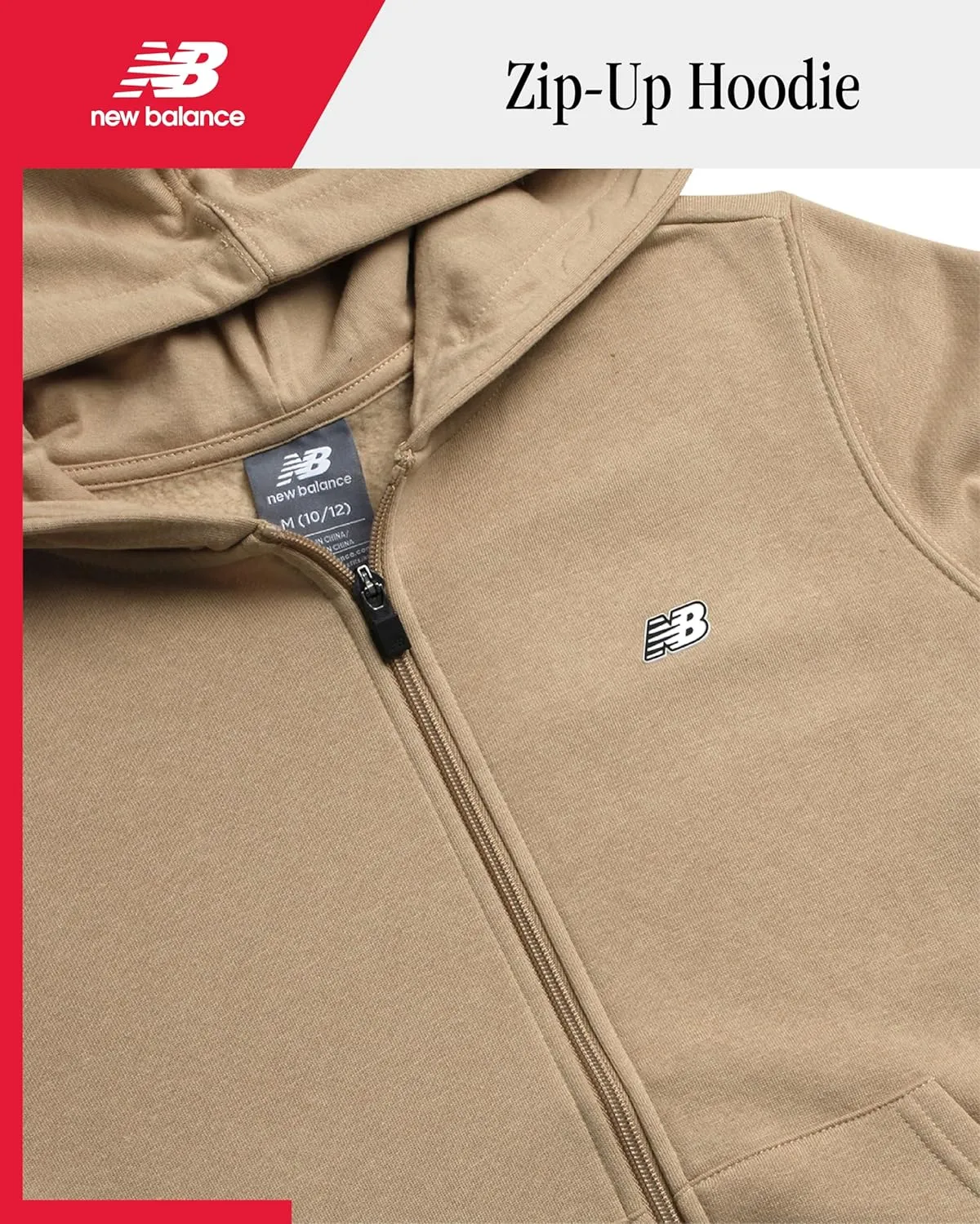 New Balance Boys' Active Sweatshirt - Zip-Up Fleece Hoodie - Performance Activewear for Boys (8-20)