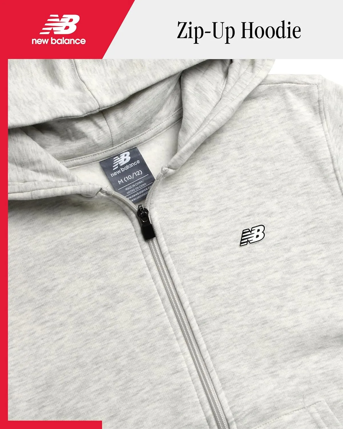 New Balance Boys' Active Sweatshirt - Zip-Up Fleece Hoodie - Performance Activewear for Boys (8-20)