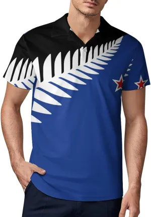New Zealand New Flag Men's Polo-Shirt Regular-Fit Short Sleeve Sports Quick Dry Golf Tennis T-Shirt