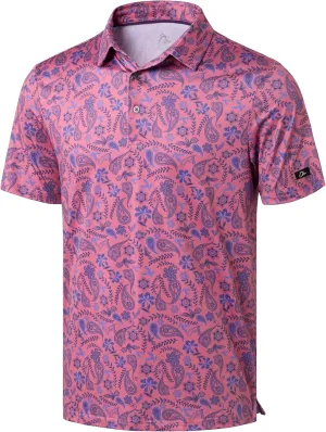 Obla Mens Golf Polo Shirts Short Sleeve Dry Fit Performance Moisture Wicking Casual Print Collared Golf Shirts for Men