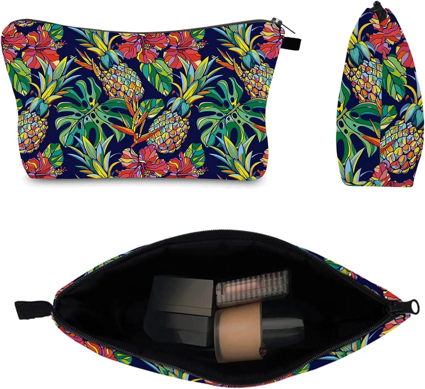 Pineapple Makeup Bag, Travel Bag, Lucky Pineapple Zipper Bag, Birthday And Christmas Decorations, Special Gifts For Ivf (black-mixed)