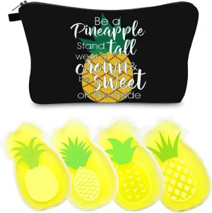 Pineapple Makeup Bag, Travel Bag, Lucky Pineapple Zipper Bag, Birthday And Christmas Decorations, Special Gifts For Ivf (black)