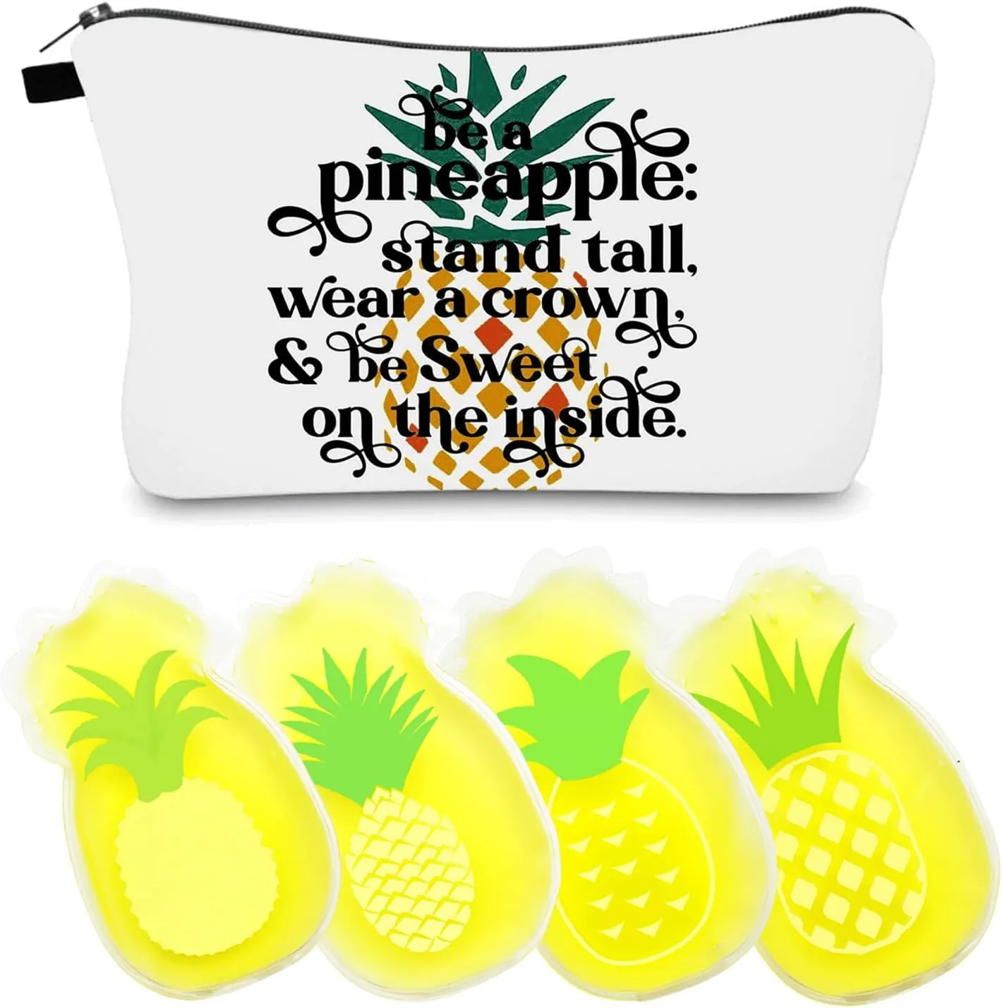 Pineapple Makeup Bag, Travel Bag, Lucky Pineapple Zipper Bag, Birthday And Christmas Decorations, Special Gifts For Ivf (white)