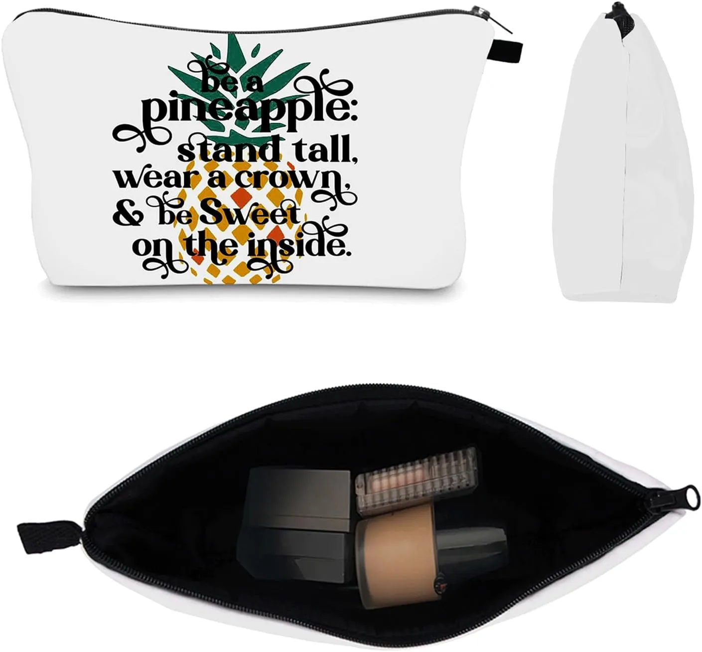 Pineapple Makeup Bag, Travel Bag, Lucky Pineapple Zipper Bag, Birthday And Christmas Decorations, Special Gifts For Ivf (white)