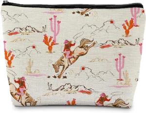 Pink Western Makeup Bags for Women, Hot Pink Western Cowgirl Rodeo Cosmetic Bag Toiletry Bag, Western Stuff, Western Gifts for Women, Cowgirl Gifts, Cowgirl Stuff, Preppy Makeup Pouch