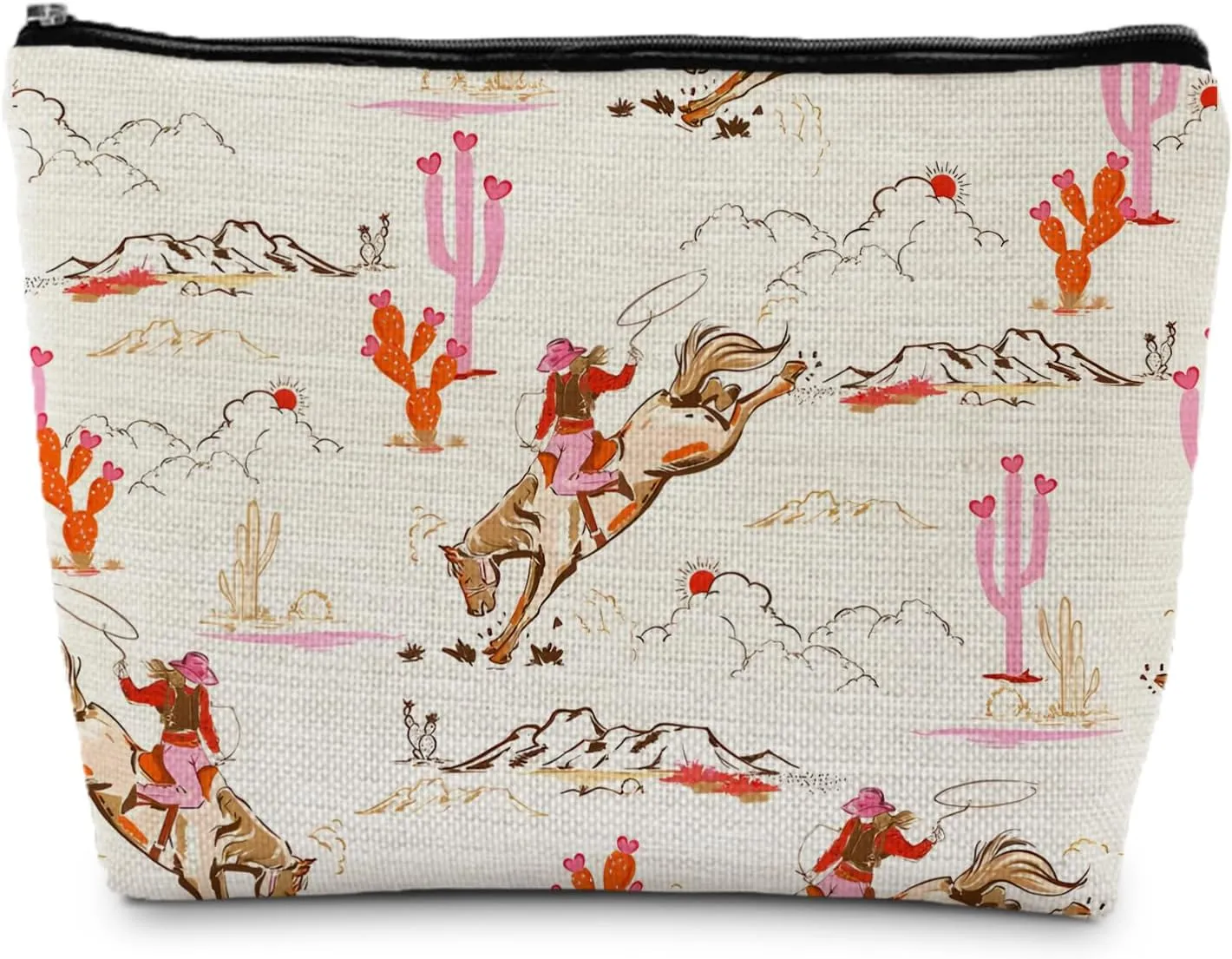 Pink Western Makeup Bags for Women, Hot Pink Western Cowgirl Rodeo Cosmetic Bag Toiletry Bag, Western Stuff, Western Gifts for Women, Cowgirl Gifts, Cowgirl Stuff, Preppy Makeup Pouch