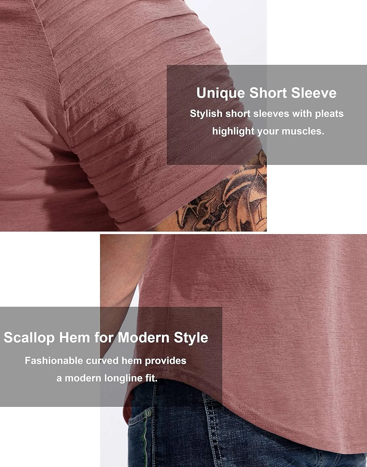 Pinkbomb Men's Muscle T-Shirts Fashion Tee Short Sleeve Athletic Workout Gym Slim Fit T Shirts for Men