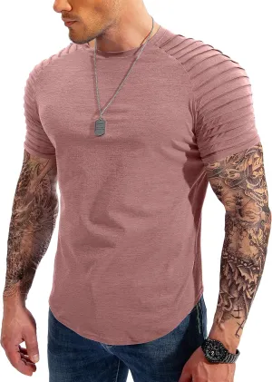 Pinkbomb Men's Muscle T-Shirts Fashion Tee Short Sleeve Athletic Workout Gym Slim Fit T Shirts for Men