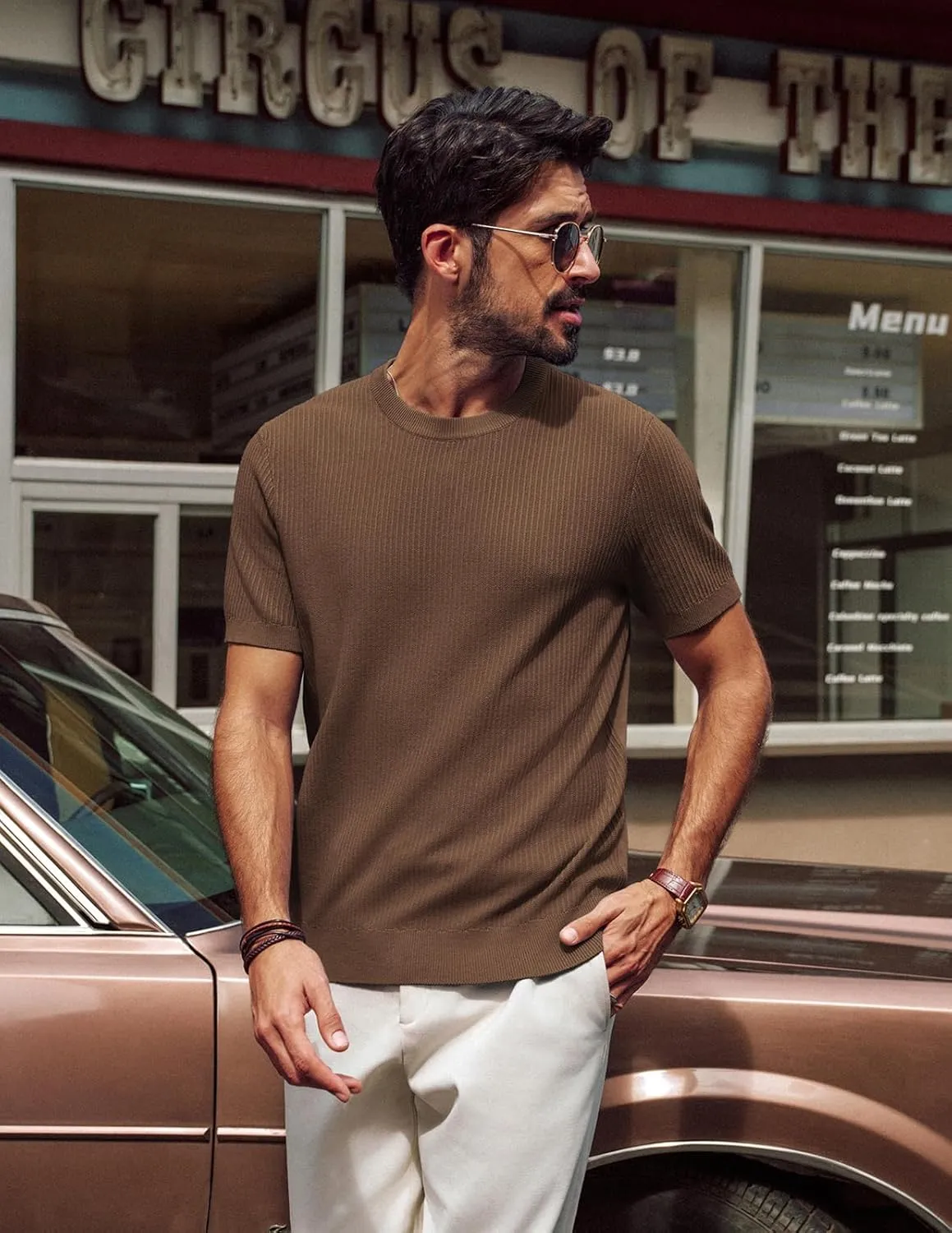 PJ PAUL JONES Men's Fitted T-Shirts Knit Tees Shirt for Men Casual Lightweight Shirts
