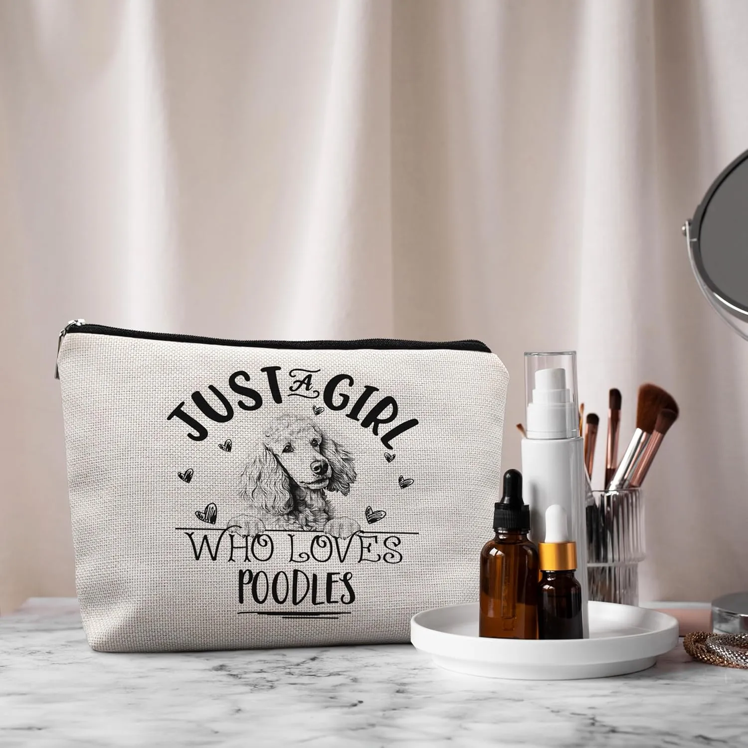 Poodle Dog Makeup Bag, Poodle Gifts for Women, Poodle Mom Gifts, Gifts for Poodle Dog Lovers, Just a Girl Who Loves Poodles Cosmetic Bag Toiletry Bag