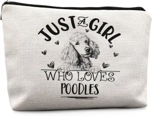 Poodle Dog Makeup Bag, Poodle Gifts for Women, Poodle Mom Gifts, Gifts for Poodle Dog Lovers, Just a Girl Who Loves Poodles Cosmetic Bag Toiletry Bag