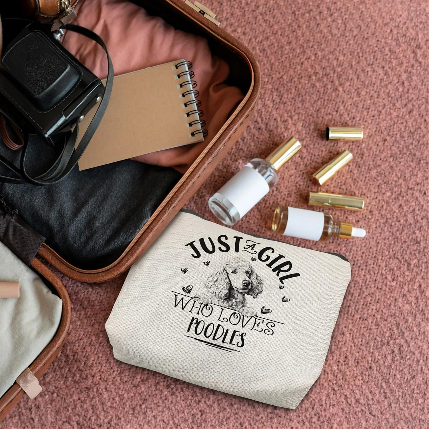 Poodle Dog Makeup Bag, Poodle Gifts for Women, Poodle Mom Gifts, Gifts for Poodle Dog Lovers, Just a Girl Who Loves Poodles Cosmetic Bag Toiletry Bag