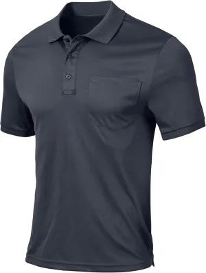 QPNGRP Men's Polo Shirts Short Sleeve with Pocket Quick Dry Performance Golf Shirts Casual Tactical Pique Collared T Shirt