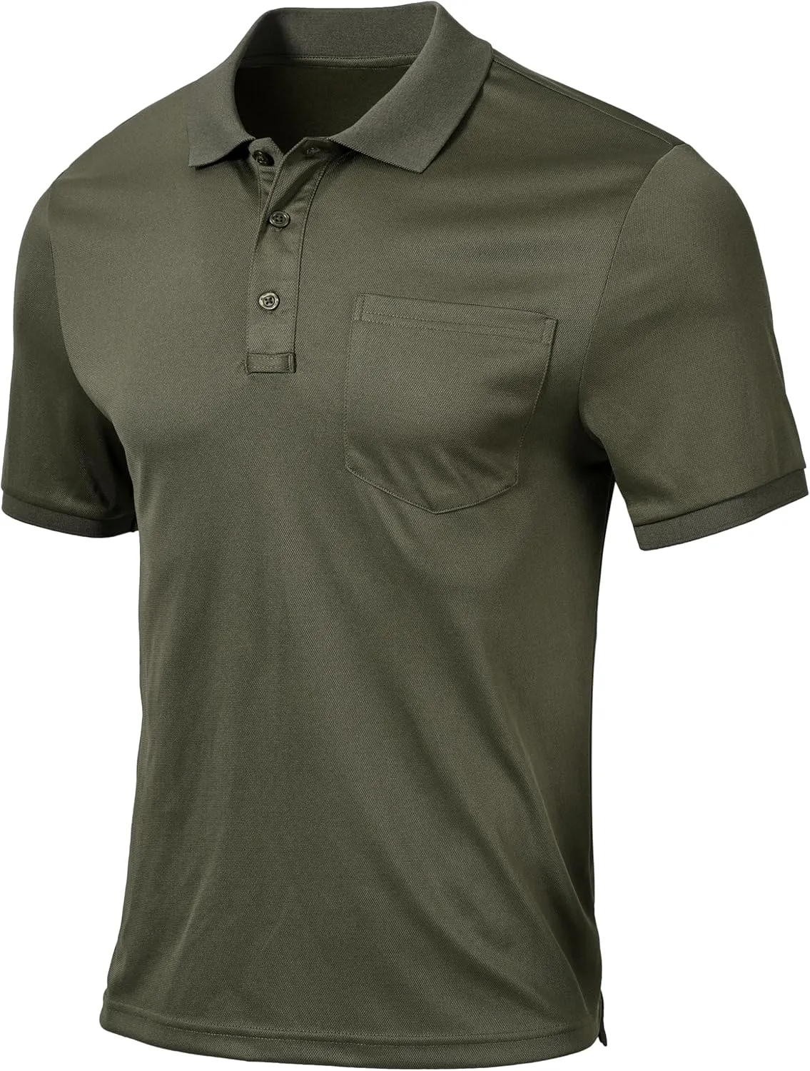 QPNGRP Men's Polo Shirts Short Sleeve with Pocket Quick Dry Performance Golf Shirts Casual Tactical Pique Collared T Shirt