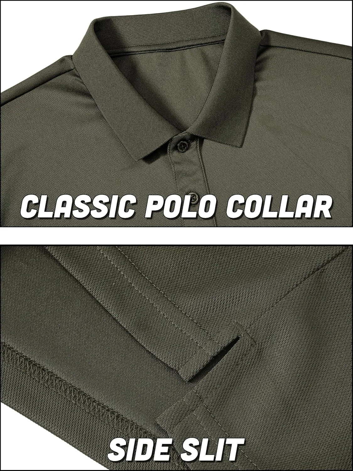 QPNGRP Men's Polo Shirts Short Sleeve with Pocket Quick Dry Performance Golf Shirts Casual Tactical Pique Collared T Shirt