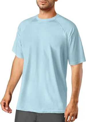 Rash Guard for Men UPF 50  UV Sun Protection Swim Shirts Short Sleeve Quick Dry Lightweight Fishing Running Water Shirts