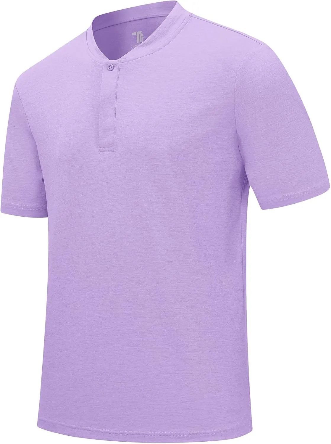 Rdruko Men's Henley Golf Shirts Collarless Quick Dry Athletic Moisture Wicking Casual Tennis T Shirts Short Sleeve, Purple, L